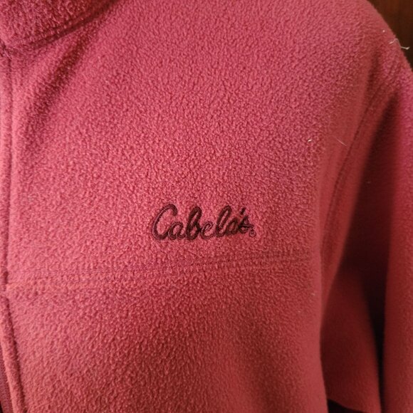 Cabelas Womens Fleece Jacket Full Zip Long Sleeve Maroon Size M - Picture 3 of 5